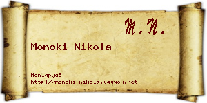 Monoki Nikola névjegykártya